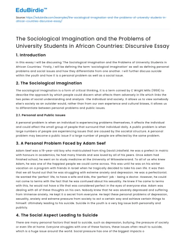 Sociological Imagination: Problems of African University Students