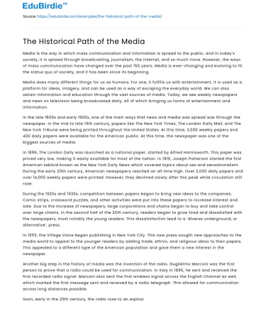 The Historical Path of the Media