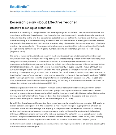 Research Essay about Effective Teacher