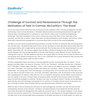 Survival and Fear in Cormac McCarthy’s ‘The Road’