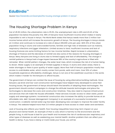 The Housing Shortage Problem in Kenya