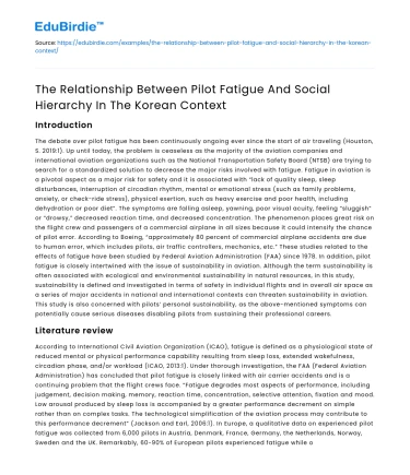 Pilot fatigue & social hierarchy in Korean context