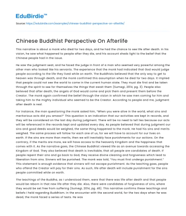 Chinese Buddhist Perspective On Afterlife