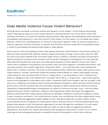 Does Media Violence Cause Violent Behavior?