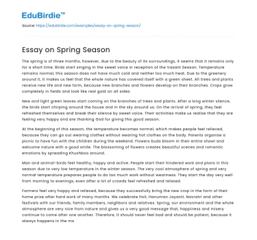 Essay on Spring Season