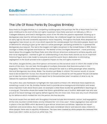 The Life Of Rosa Parks By Douglas Brinkley