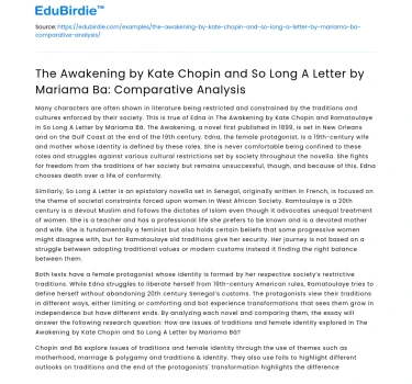 Comparing The Awakening and So Long A Letter