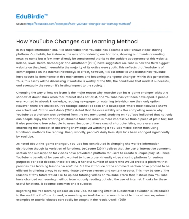 How YouTube Changes our Learning Method