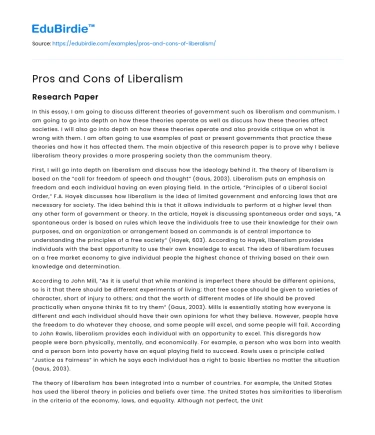 Pros and Cons of Liberalism