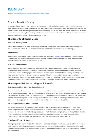 Social Media Essay