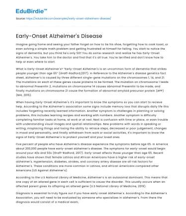 Early-Onset Alzheimer’s Disease