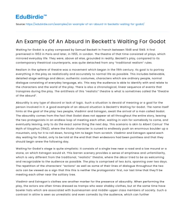 An Example Of An Absurd In Beckett’s Waiting For Godot