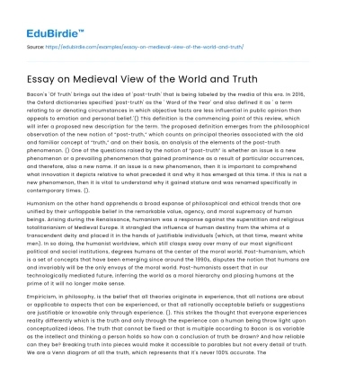 Essay on Medieval View of the World and Truth