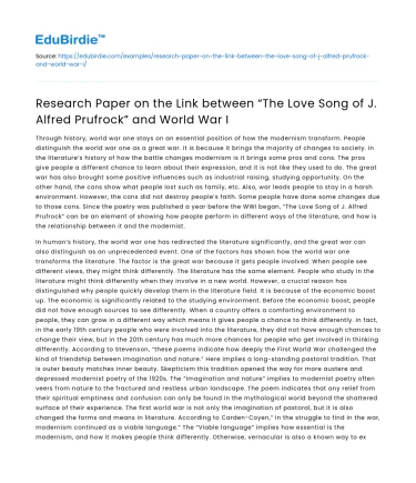 Echoes of War: Prufrock’s Lament in Context