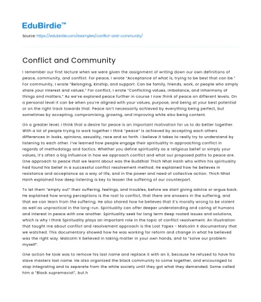 Conflict and Community
