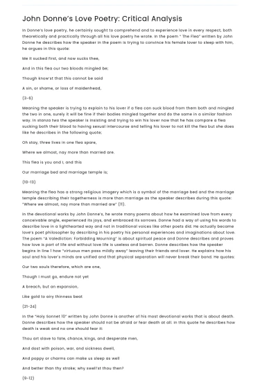 John Donne’s Love Poetry: Critical Analysis