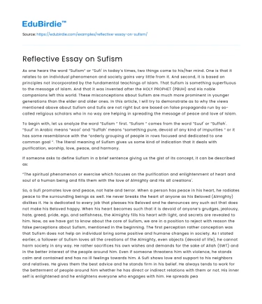 Reflective Essay on Sufism