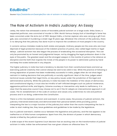 The Role of Activism in India’s Judiciary: An Essay