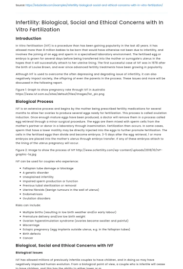 Infertility: Biological, Social & Ethical Concerns of IVF