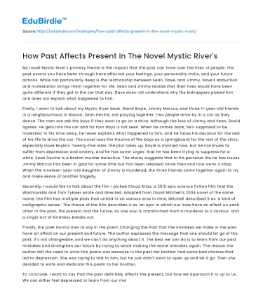 How Past Affects Present In The Novel Mystic River’s
