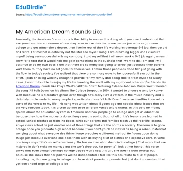 My American Dream Sounds Like