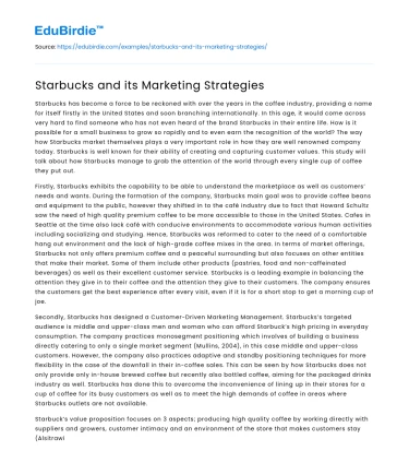 Starbucks and its Marketing Strategies