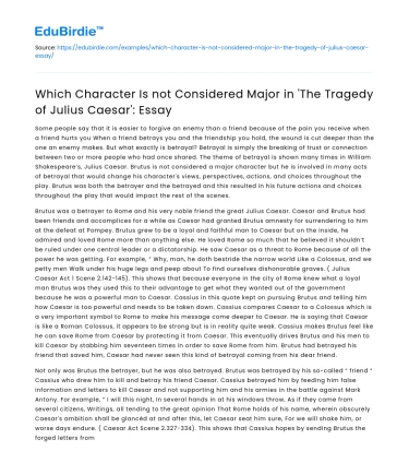 Minor Character Analysis in ‘The Tragedy of Julius Caesar’