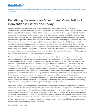 American Government: Constitutional Convention Then and Now