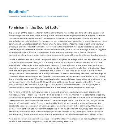Feminism in the Scarlet Letter