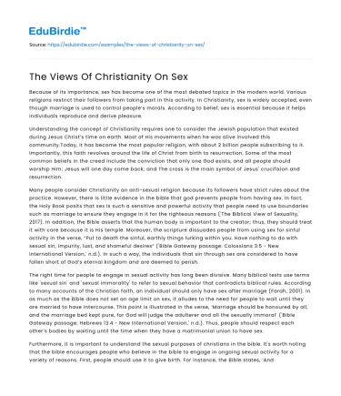 The Views Of Christianity On Sex