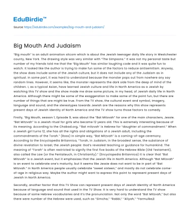 Big Mouth And Judaism