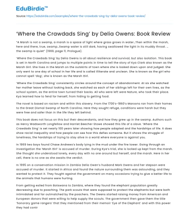 ‘Where the Crawdads Sing’ by Delia Owens: Book Review