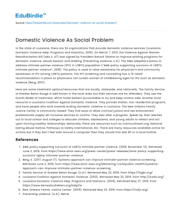 Domestic Violence As Social Problem