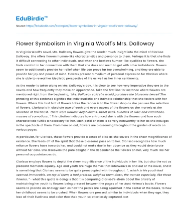 Flower Symbolism in Virginia Woolf’s Mrs. Dalloway