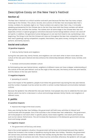 Descriptive Essay on the New Year’s Festival