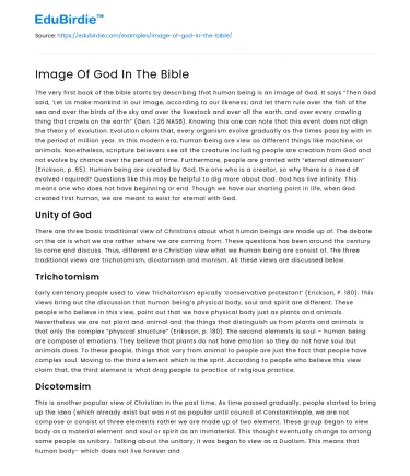 The Biblical Image of God