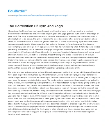 The Correlation Of Gym And Yoga