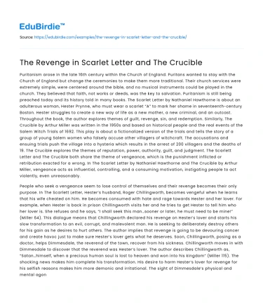 The Revenge in Scarlet Letter and The Crucible