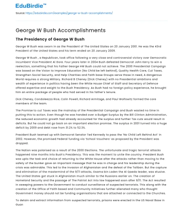 George W Bush Accomplishments