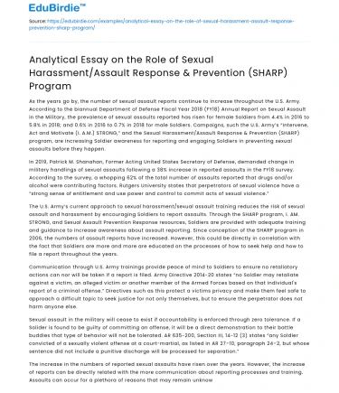 Analyzing the SHARP Program: Preventing Sexual Harassment/Assault