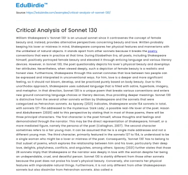 Critical Analysis of Sonnet 130