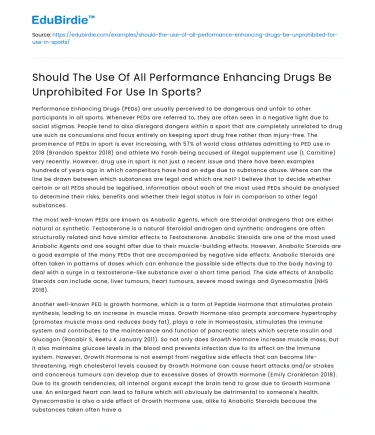 Should all performance enhancing drugs be allowed in sports?
