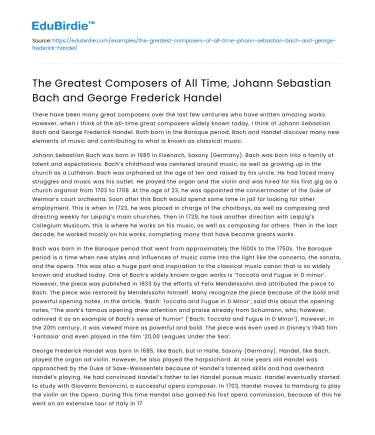 Greatest Composers: Bach & Handel