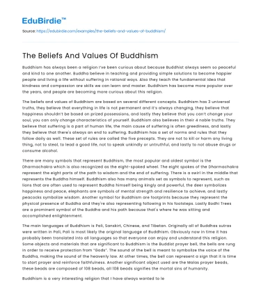 The Beliefs And Values Of Buddhism