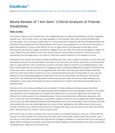 Movie Review of ‘I Am Sam’: Critical Analysis of Friends Disabilities