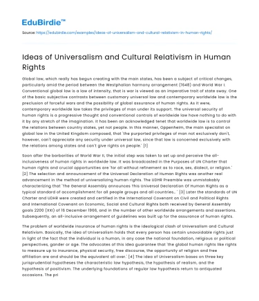 Ideas of Universalism and Cultural Relativism in Human Rights