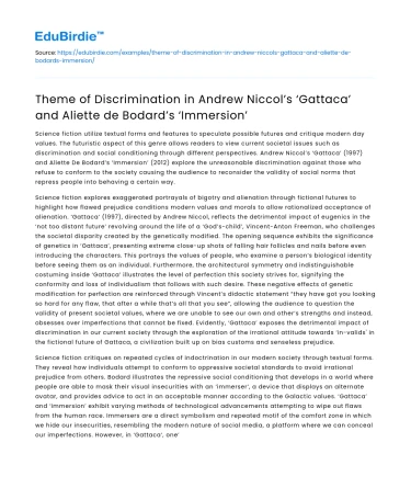 Discrimination in ‘Gattaca’ and ‘Immersion’