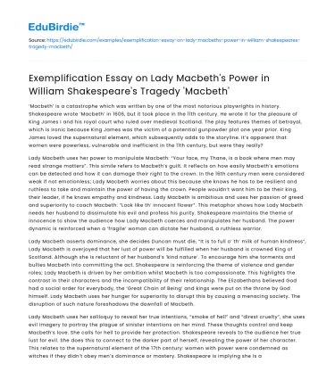 Lady Macbeth’s Power in Shakespeare’s ‘Macbeth’
