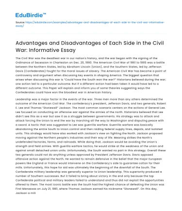 Advantages and Disadvantages in Civil War