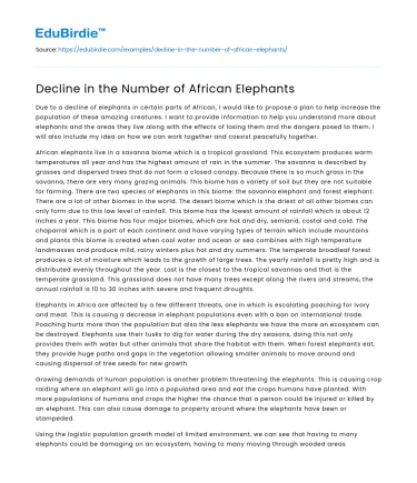 Decline in the Number of African Elephants